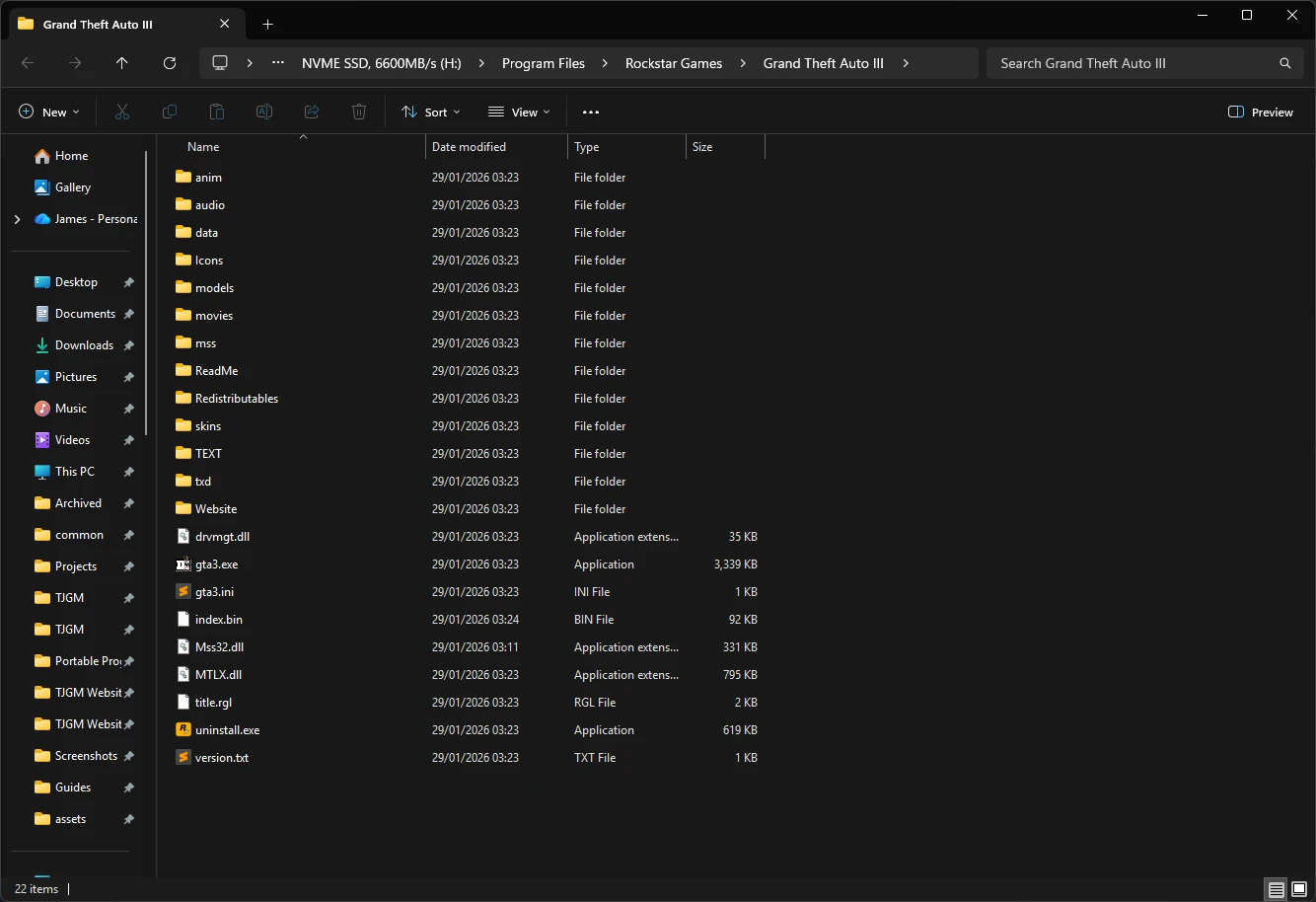 GTA III Rockstar Games Launcher Files
