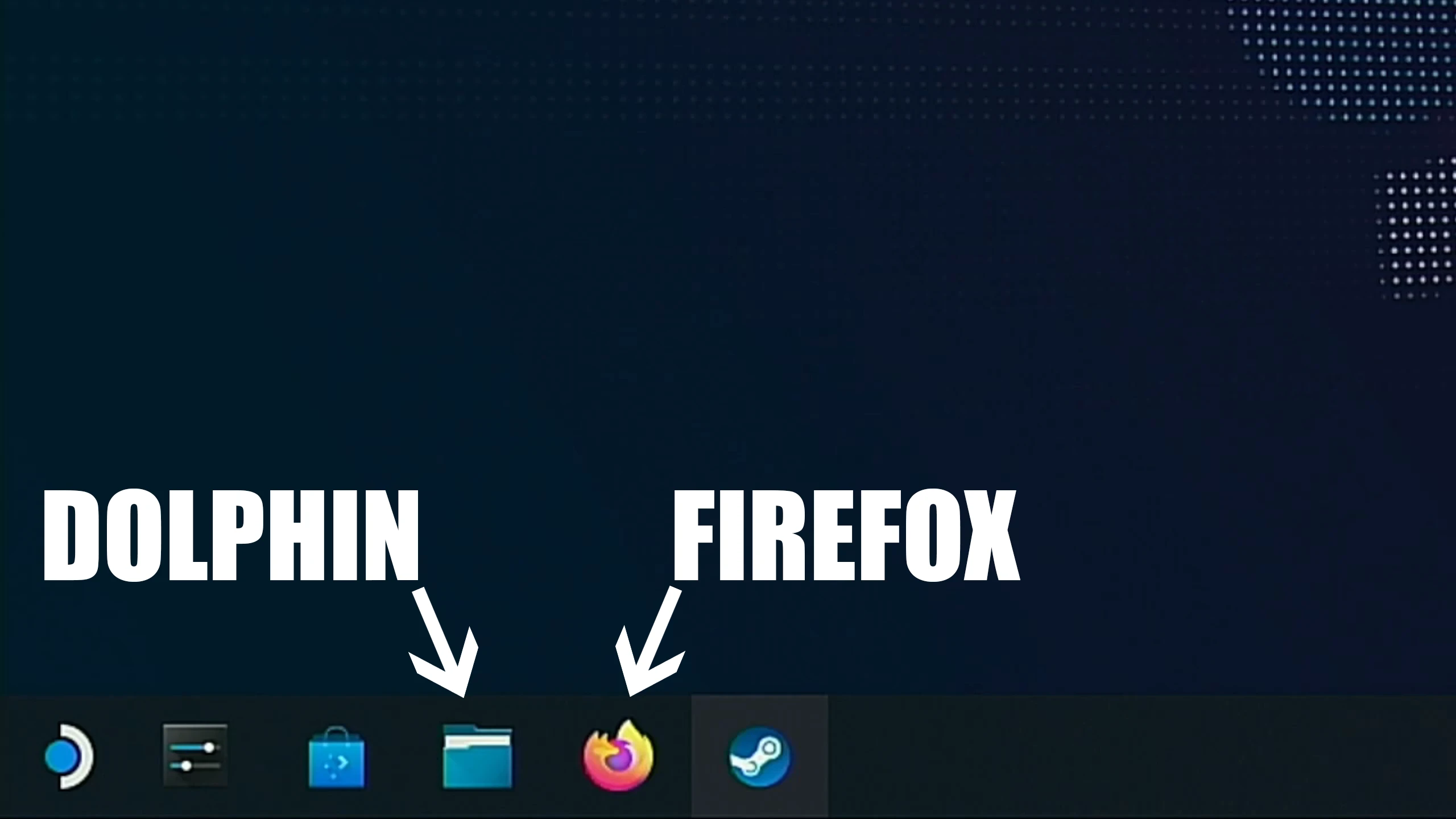 Dolphin and Firefox on the Steam Deck taskbar