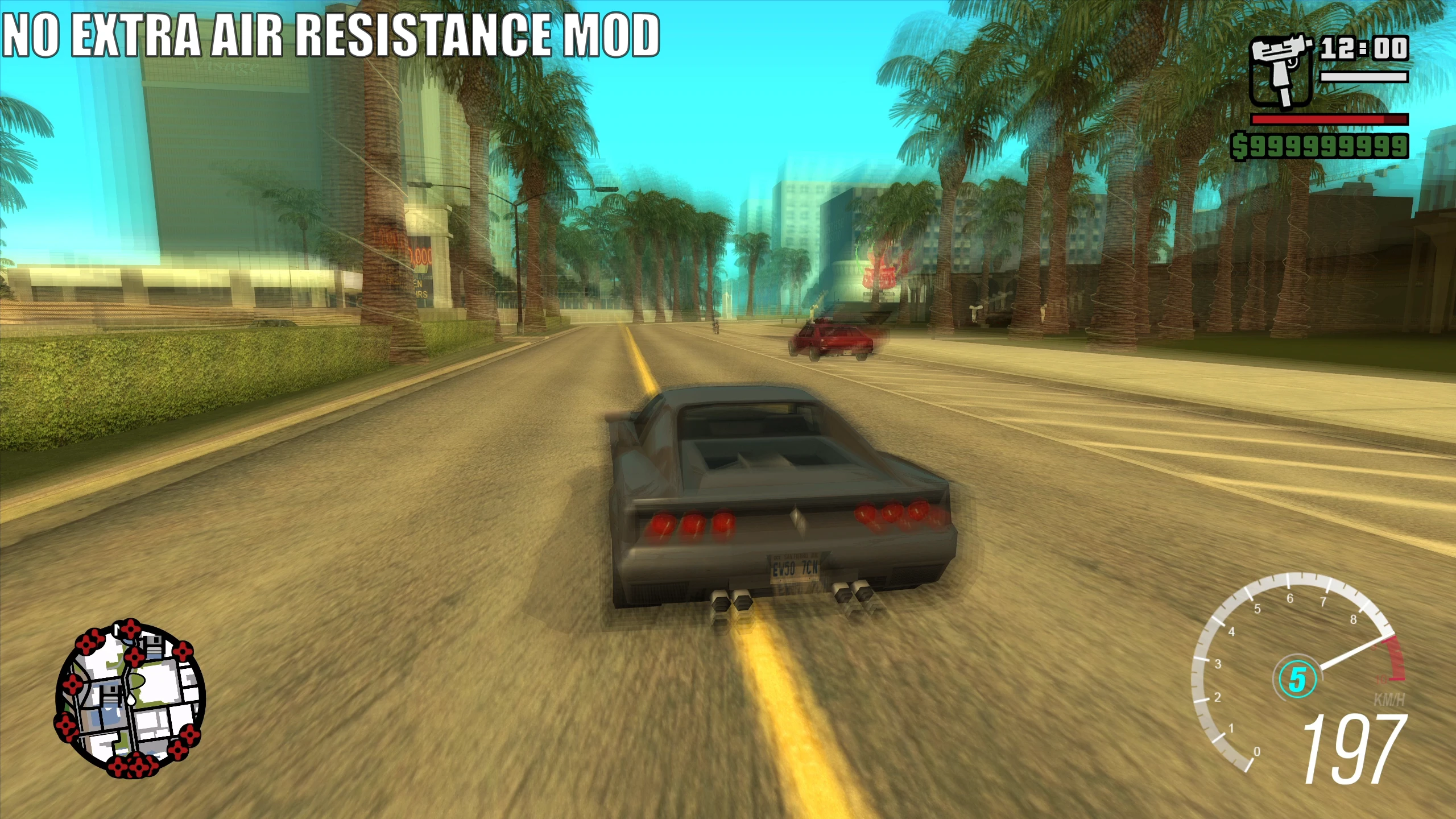 San Andreas Cheetah reaching max speed in cull zone with No Extra Air Resistance Mod